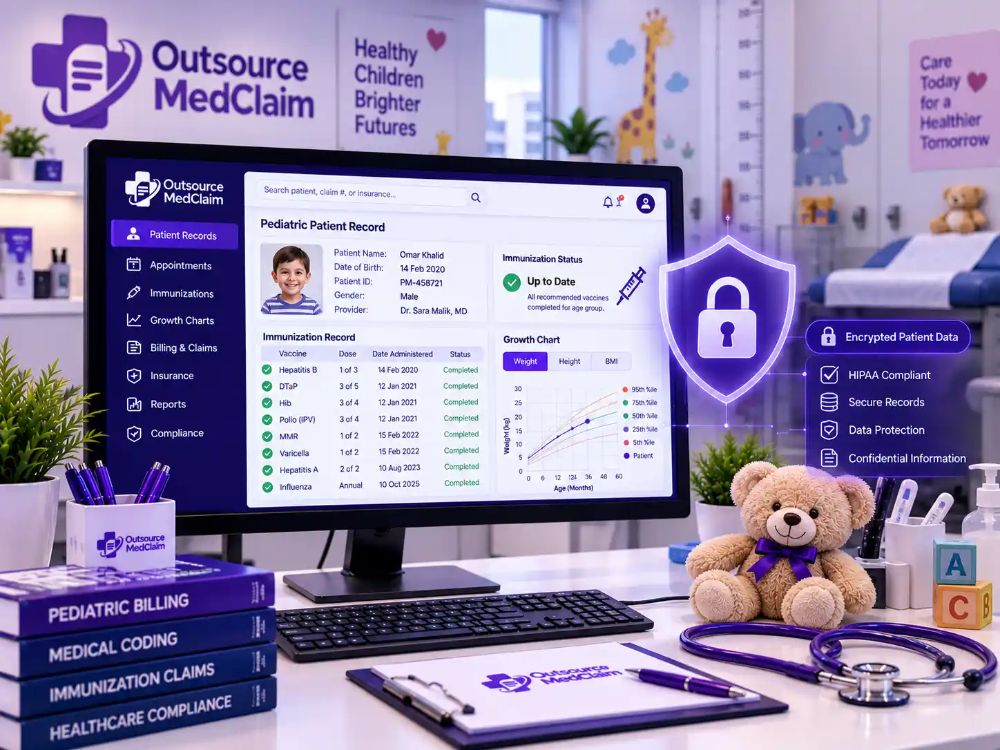 HIPAA-compliant pediatric billing services protecting minor patient records